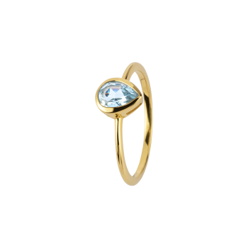 Jacques Lemans SE-R123E58 Damenring Ring Gr. 58 Sterlingsilber vergoldet mit Blue Topaz
